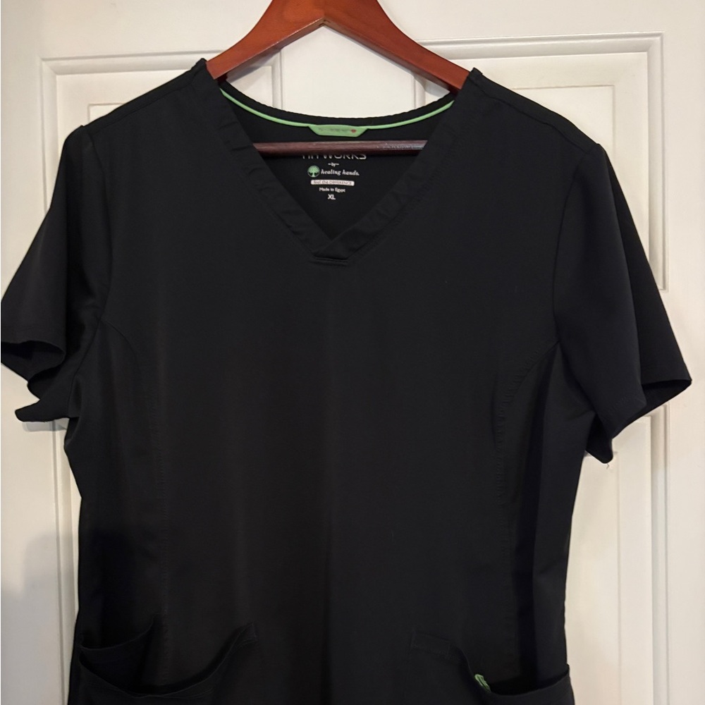 Healing Hands Black Scrub Top
